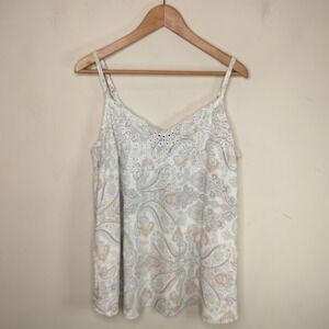 Torrid Paisley Floral Tank Eyelet Embroidered V Neck